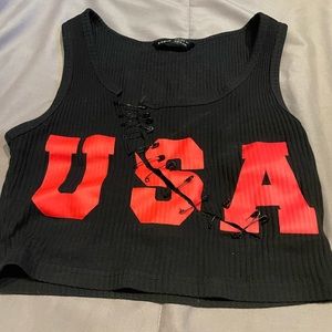 Little cute USA safety-pin crop top